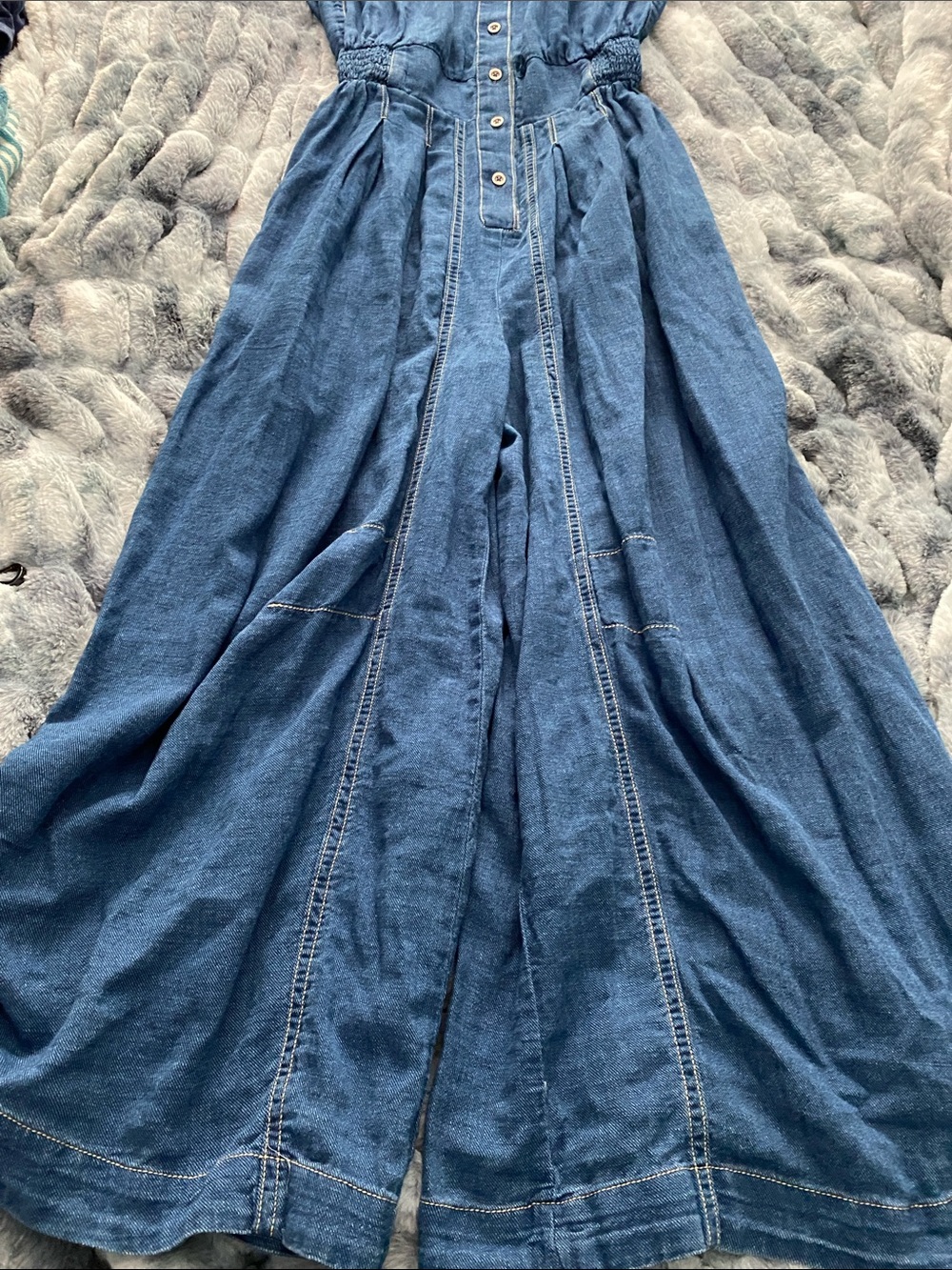 NWT Anthropologie Adjustable Wide Leg Jumpsuit in Denim color. - Picture 3 of 13